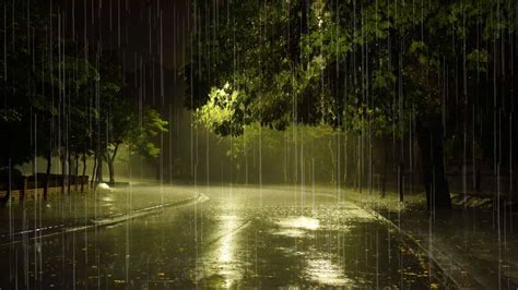 Relaxing Heavy Rain Very Strong Thunder On Quiet Night Road