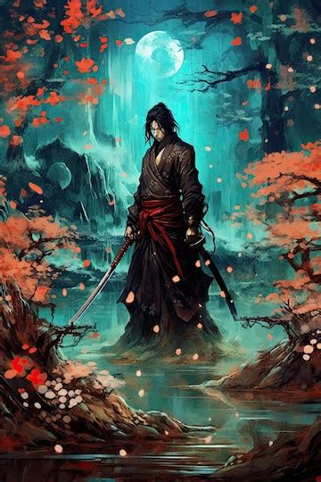 Premium Ai Image Samurai Sword Art Fantasy Character Illustration