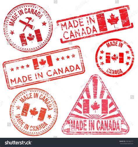 Made Canada Rubber Stamp Vector Illustrations Stock Vector Royalty