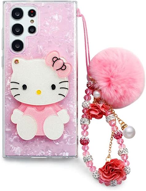 Redecarie For Galaxy S22 Ultra 3d Cute Cartoon Cat Mirror Case Rabbit