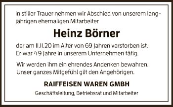 Traueranzeigen Von Heinz B Rner Trauer Hna De