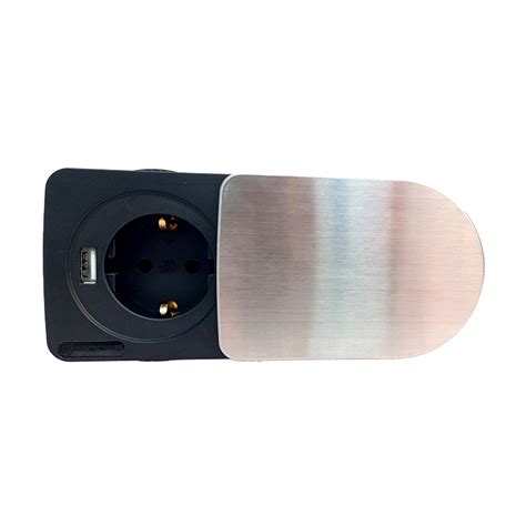 Врезная мебельная розетка с крышкой ElectroHouse 1x220V 1xUSB, IP40 ...