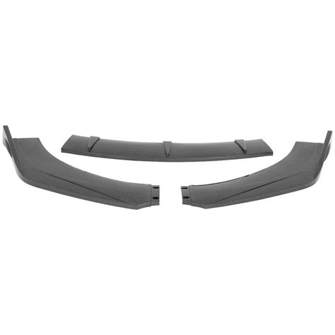 Universal Carbon Fiber Look Front Bumper Lip Body Kit Spoiler Black 3pcs