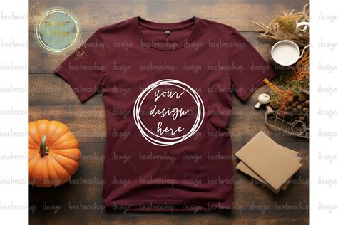 Maroon Halloween T-shirt Mockup Graphic by TheBest Mockup · Creative Fabrica