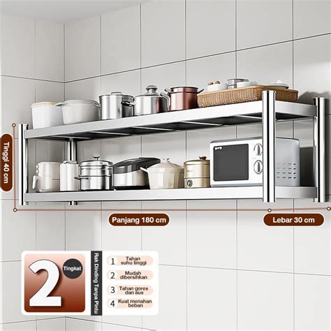 promo st  rak dinding stainless steel rak tempat microwave rak