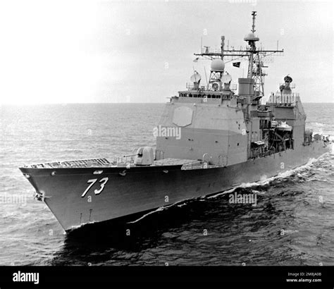 The Guided Missile Cruiser Uss Port Royal Cg 73 Black And White Stock