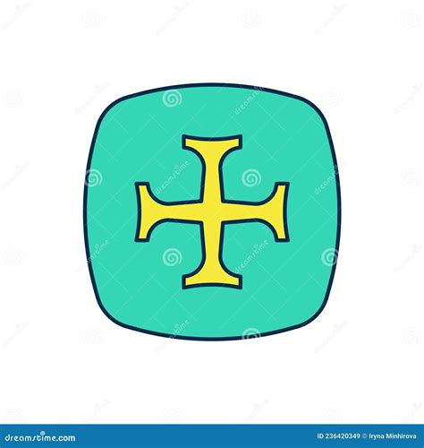 Icono De Cruzada De Contorno Relleno Aislado En Fondo Blanco Vector