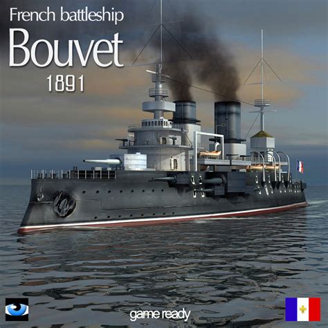 3d Model French Battleship Bouvet World War