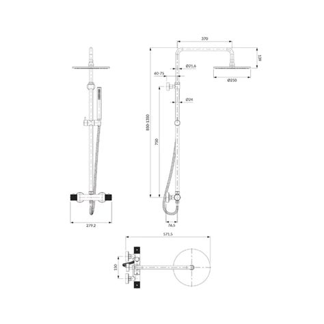 Coloana De Dus Cu Baterie Termostatata Antracit Mat Omnires Contour