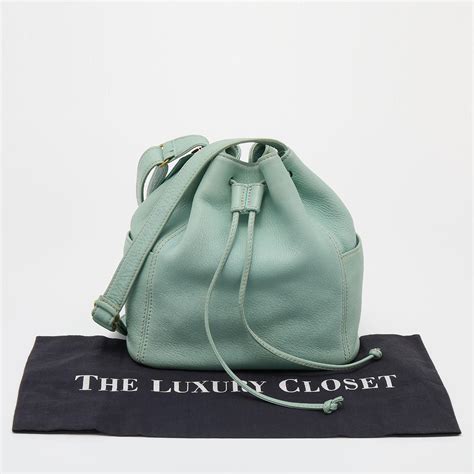 Coach Blue Pebbled Leather Drawstring Bucket Bag For Sale At 1stdibs