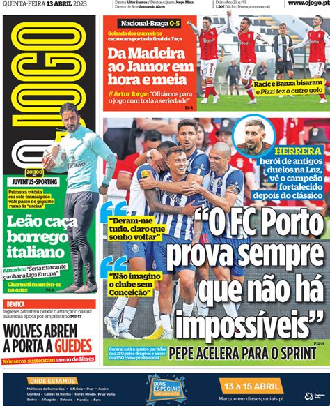 Capa Jornal O Jogo Abril Capasjornais Pt