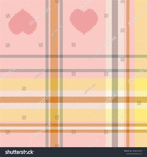 Check Plaid Seamless Pixel Pattern Hearts Stock Vector Royalty Free