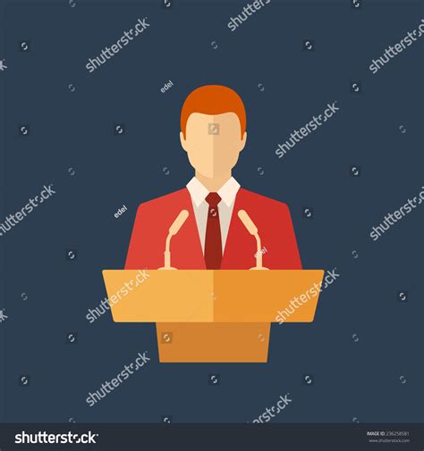 Speaker Icon Orator Speaking From Tribune Royalty Free Stock Vector