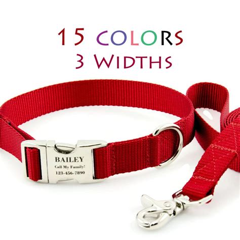 Personalized Dog Collar And Leash Set Custom Engraved Etsy