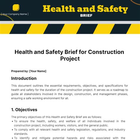 Free Health And Safety Brief Template Edit Online And Download