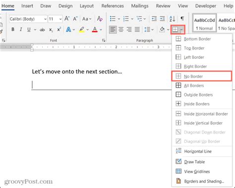 Cómo quitar una línea horizontal en Microsoft Word