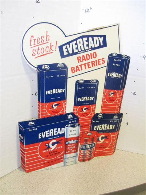 Eveready Battery 1950s Store Display Sign 9 Lives Cat Transistor Radio