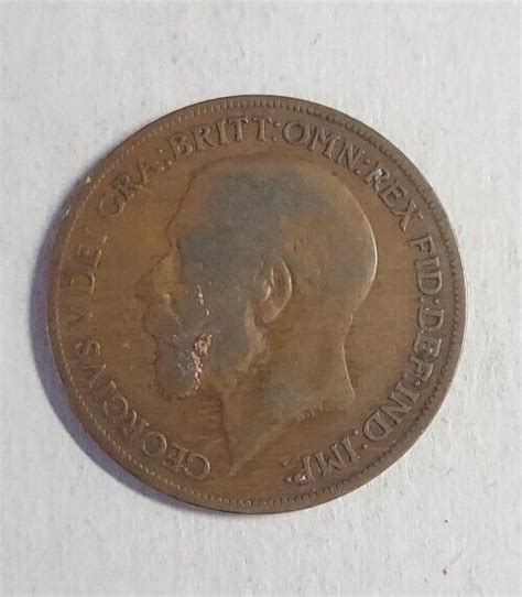 1921 UK Great Britain 1 One Penny King George V Bronze Coin EBay