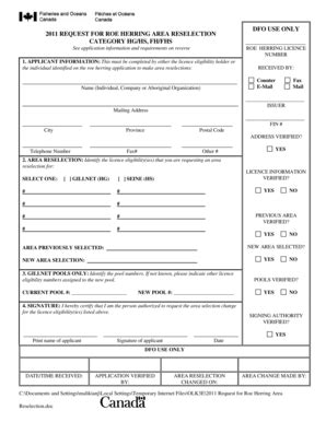 Fillable Online Pac Dfo Mpo Gc 2011 Roe Herring Request For Area