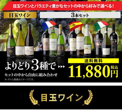 【楽天市場】送料無料目玉ワインとセットの中からよりどり3点を選んで11880円税込ワインセット 赤 白 泡 浜運：銘醸ワイン専門