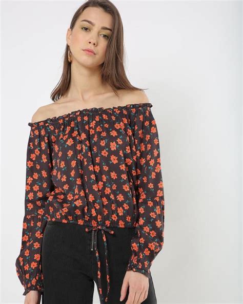 Floral Print Off Shoulder Top Jiomart