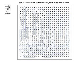 The Outsiders By S E Hinton Vocabulary Chapters 1 3 Word Search