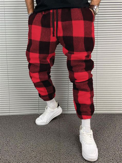 Manfinity Emrg Men Buffalo Plaid Drawstring Waist Pants Shein Usa