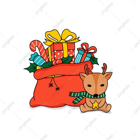 Santa Sack Vector Png Images Lovely Reindeer And T In Santa Sack