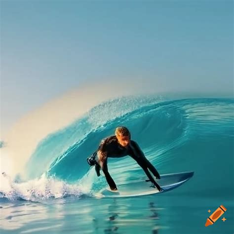 Surfer Riding A Massive Wave On Craiyon