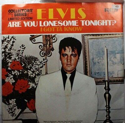 Rock Picture Sleeve Elvis Presley Are You Lonesome Tonight I