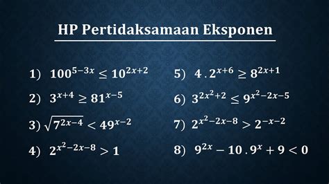 Himpunan Penyelesaian Pertidaksamaan Eksponen Youtube