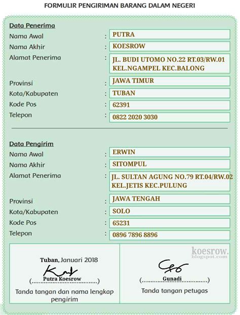 Sebutkan Petunjuk Pengisian Formulir Pengiriman Barang Ruang Ilmu