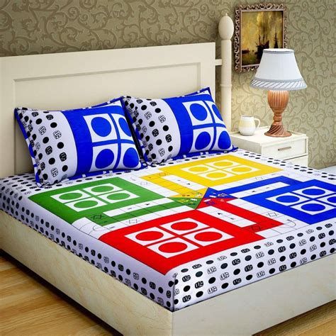 Buy Frionkandy Cotton Tc Multicolor Ludo Print Double Bed Sheet