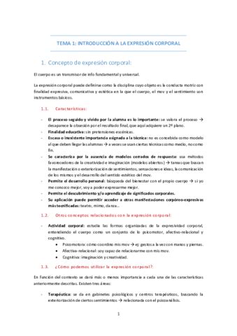 TEMA 1 INTRODUCCION A LA EXPRESION CORPORAL Pdf