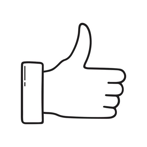 Hand Drawn Thumb Up Doodle Icon Like Symbol In Sketch Style Vector