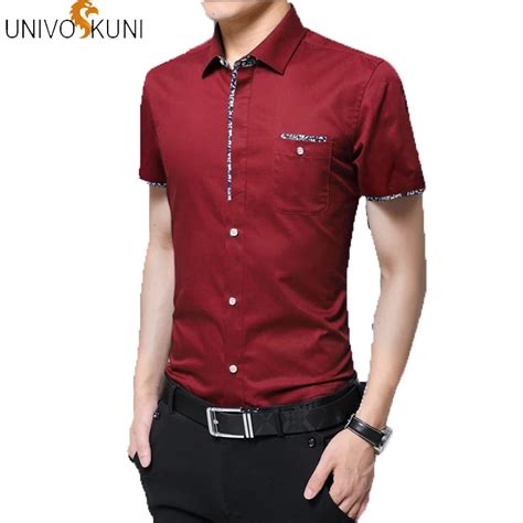 2018 Summer New Casual Men Shirts Fit Slim Short Sleeve Dress Business