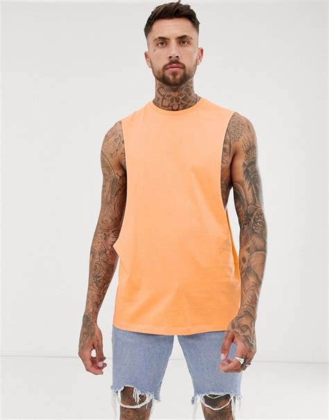 Asos Design Longline Sleeveless T Shirt With Extreme Dropped Armhole In