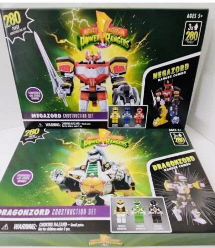 Mighty Morphin Power Rangers Megazord Dragonzord Construction Sets W