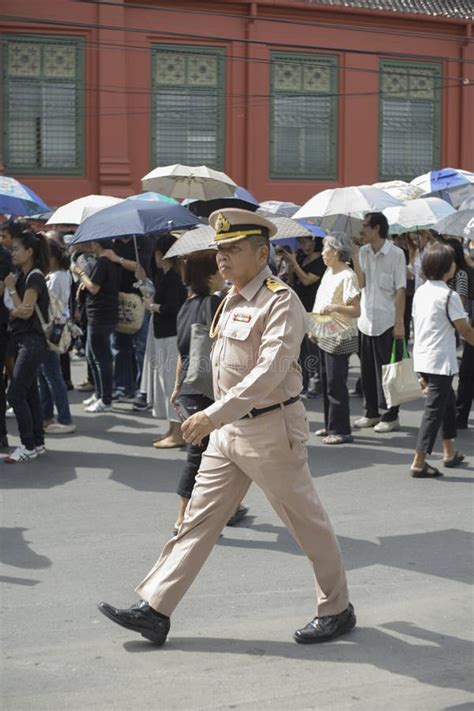 Thai Police Officer On Duty Outside The Grand Palace Road Bangkok