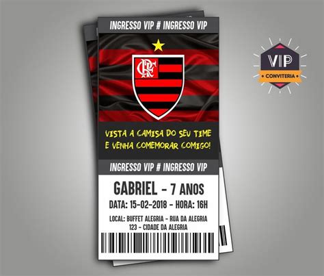 Convite Ingresso Festa Do Flamengo Simples Aniversario Do Flamengo