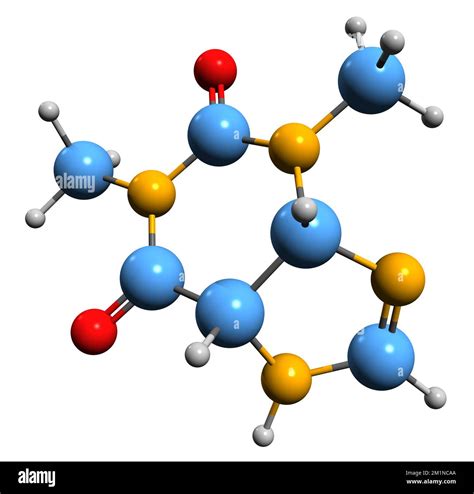 3D Image Of Theophylline Skeletal Formula Molecular Chemical