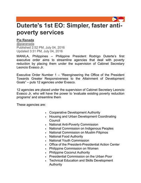 Pres Duterte 1st Executive Order Pdf