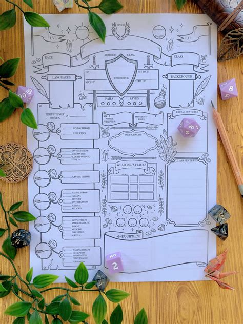 Dnd 5e Character Sheet Printable Download For Dungeons And Etsy Canada