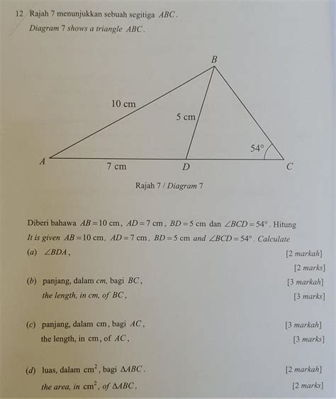 Solved Rajah Menunjukkan Sebuah Segitiga Abc Diagram Chegg