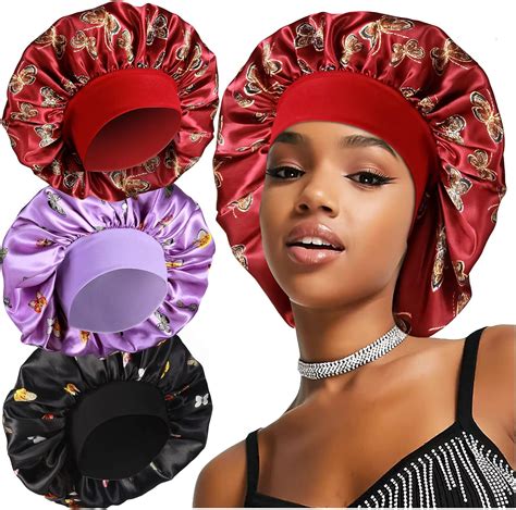 Amazon 3pcs Large Silky Bonnets For Sleeping Cute Butterfly