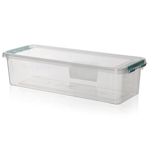 Buy Plastic 35 Litre Flat Storage Box With Lid