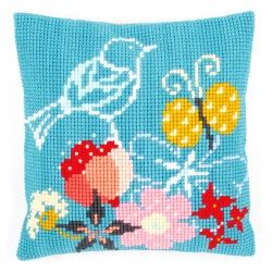 Bird Butterfly Chunky Cross Stitch Cushion Front Kit By Vervaco