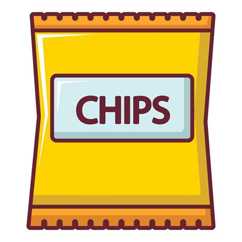 Yellow Pouch Of Potato Chips Icon Cartoon Style Vector Art At