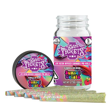 Sunset Gelato Infused Pre Roll 5 Pack Lift Tickets