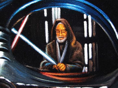 Darth Vader With Obi Wan Kenobi Star Wars Art Original Oil Painting